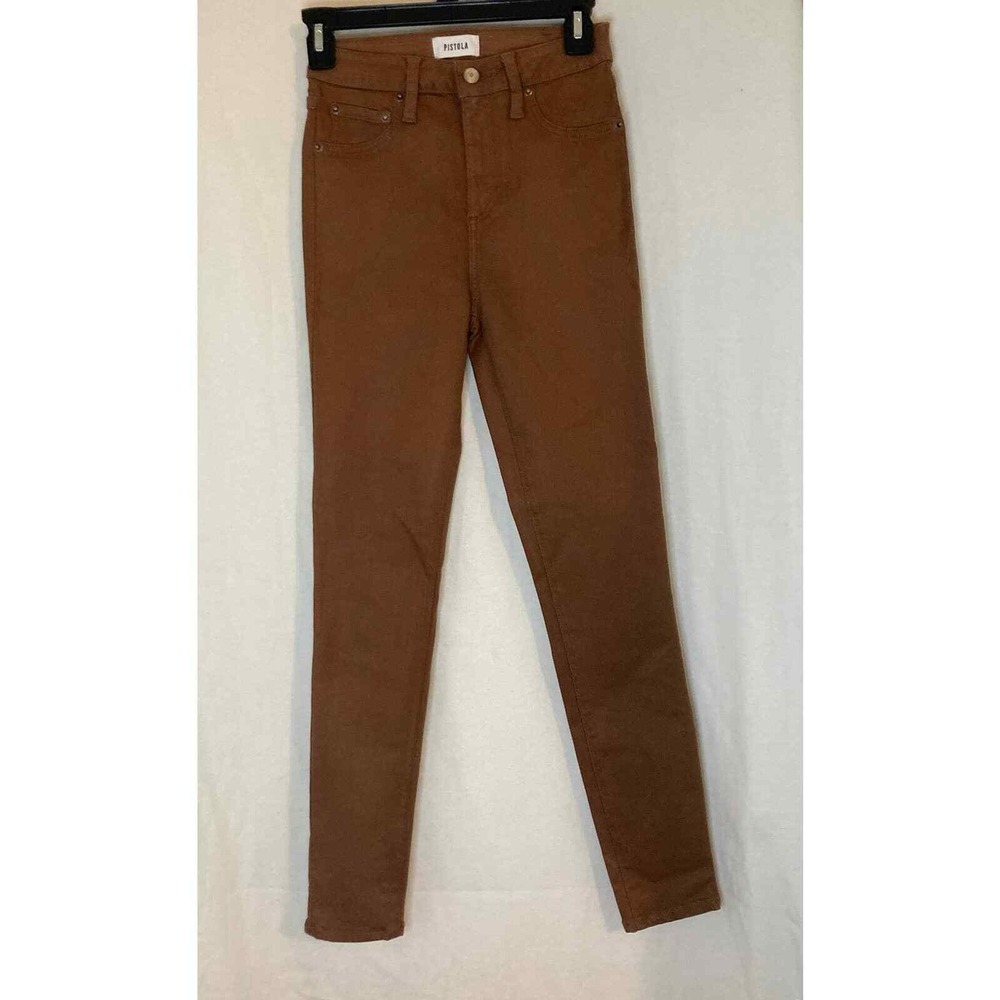 Pistola Womens High Rise Skinny Jeans Brown Cotton Blend Stretch Pants